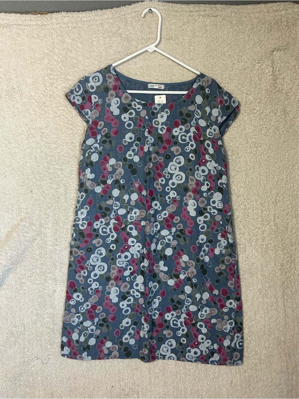 Puro  Lino NWT Linen Shift Dress. Made In Italy. Casual Lagenlook Large Pockets